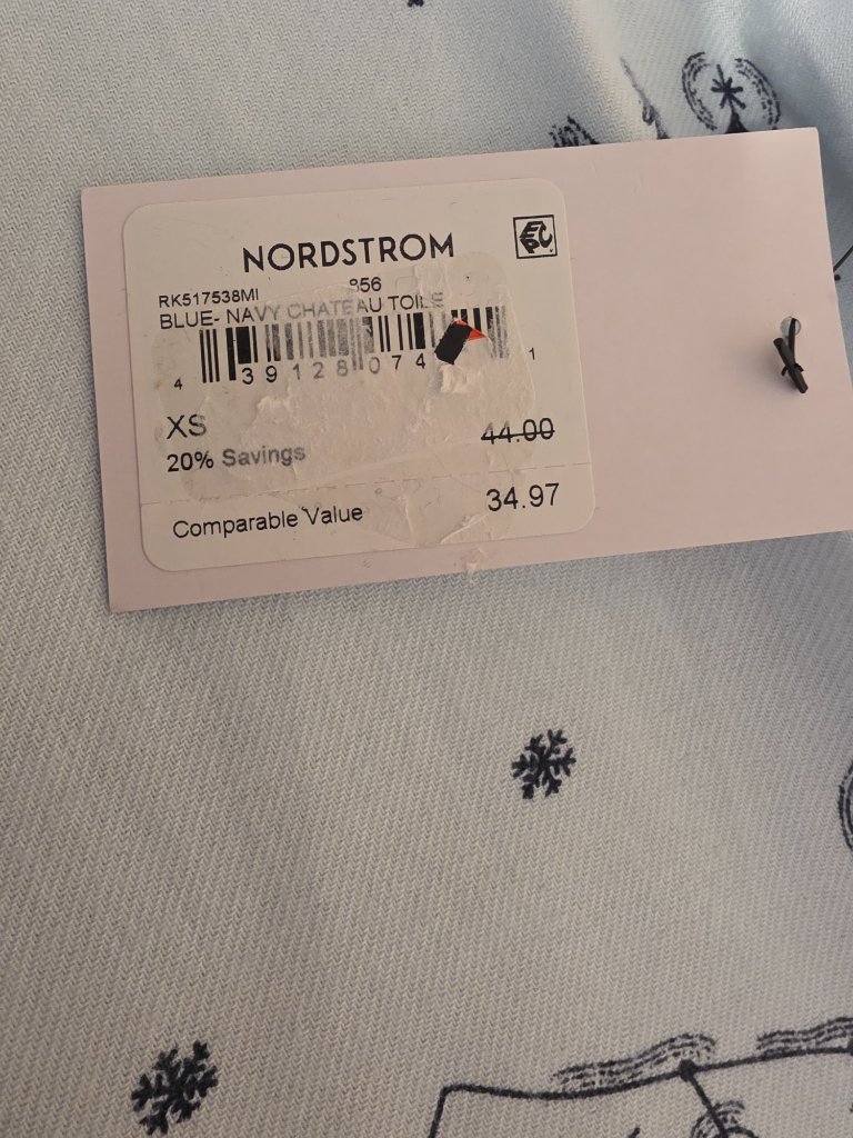 Nordstrom Rack Christmas Print Nightshirt Nwt Blue Xxs Long Sleeve Button Up — image 8 of 8